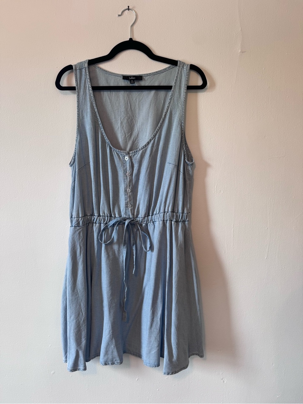 Lulus Light Wash Chambray Drawstring Waist Dress XL